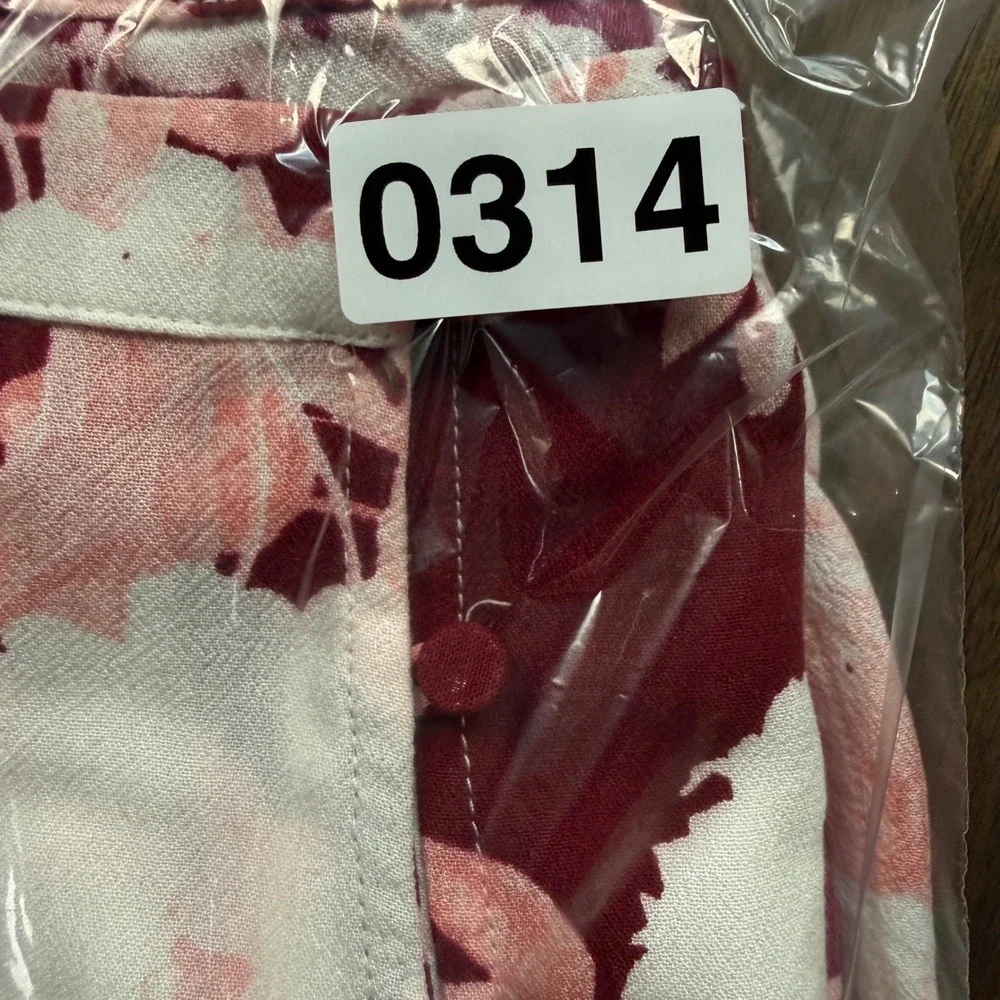 Chelsea28 Floral Midi Skirt Women Medium‎ Burgundy Excellent Button Front Slit